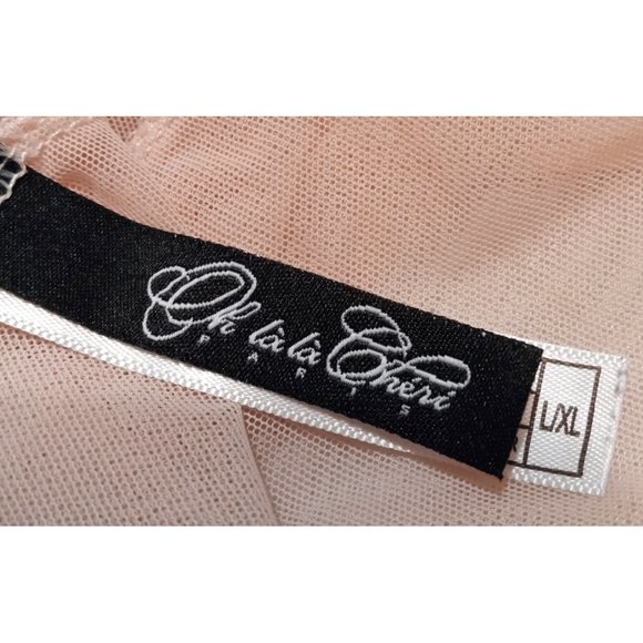 Oh La La Cheri Mesh & Eyelash Lace Pink A-line Babydoll Chemise Lingerie Sz M-L - Picture 7 of 8